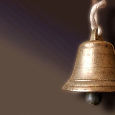 Golden, bell, manually, forged, copper