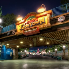 Neon, Street, California, USA, Disneyland, bridge