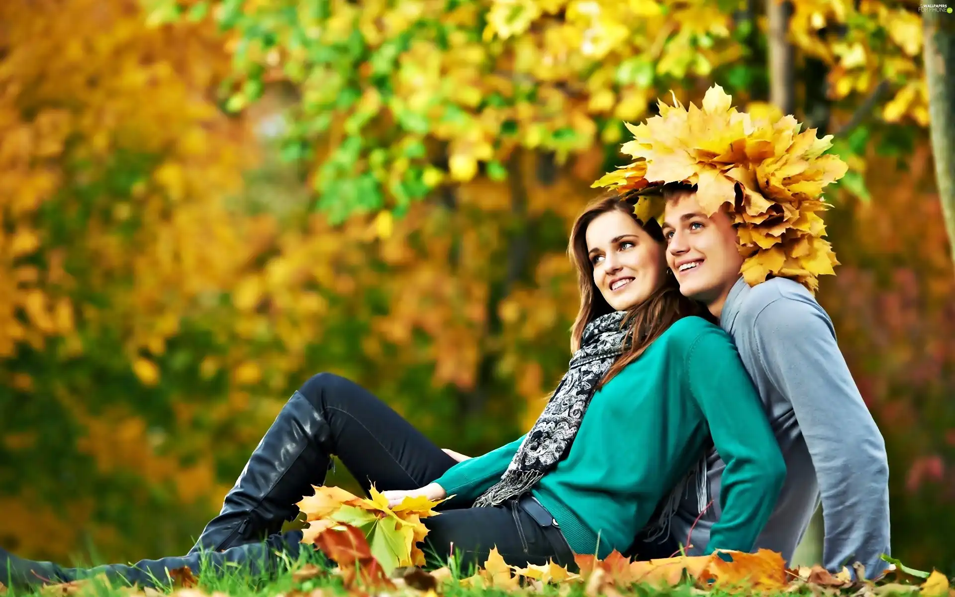 autumn, Leaf, a man, Steam, Women