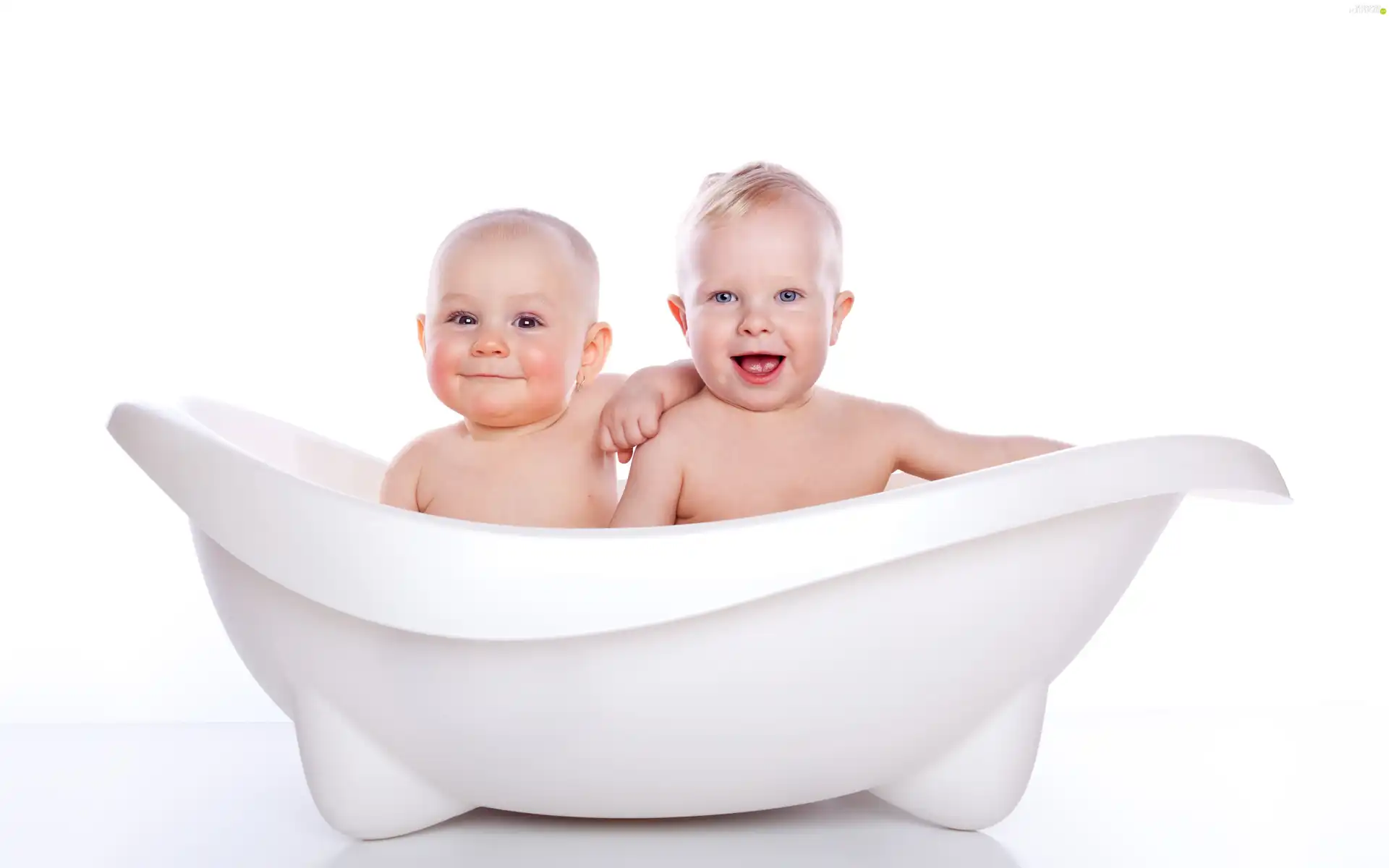 bathtub, two, Kids