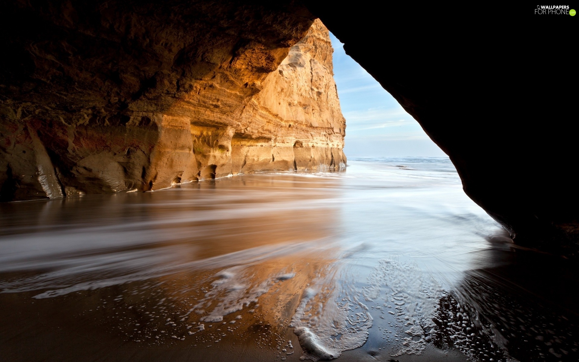 Cave Beaches Sea For Phone Wallpapers 1920x1200 