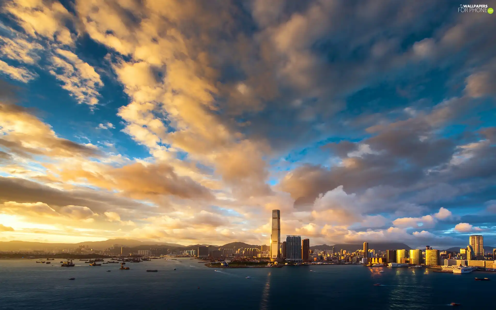 clouds, panorama, town