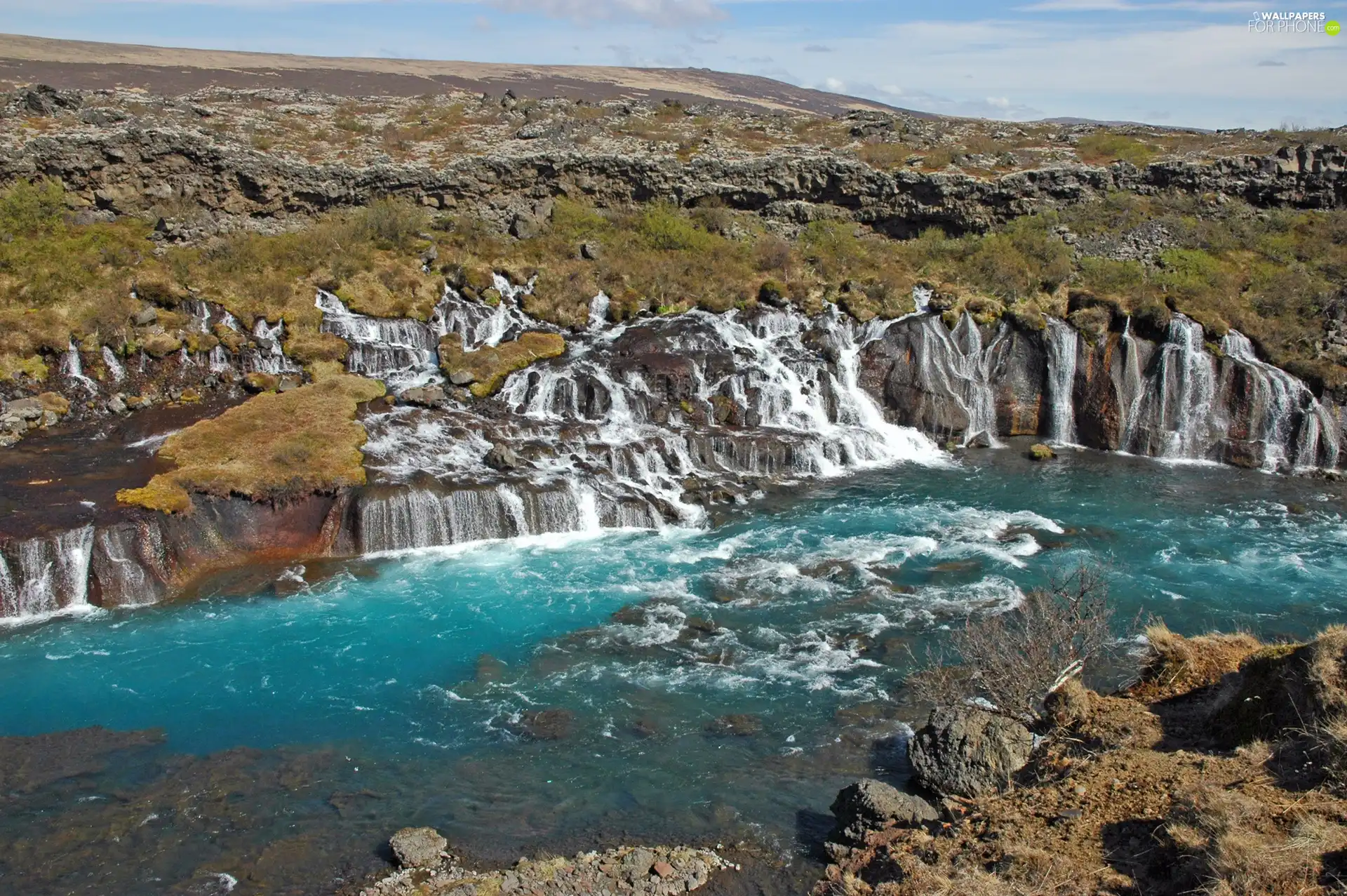 Coast, waterfalls, Rocky