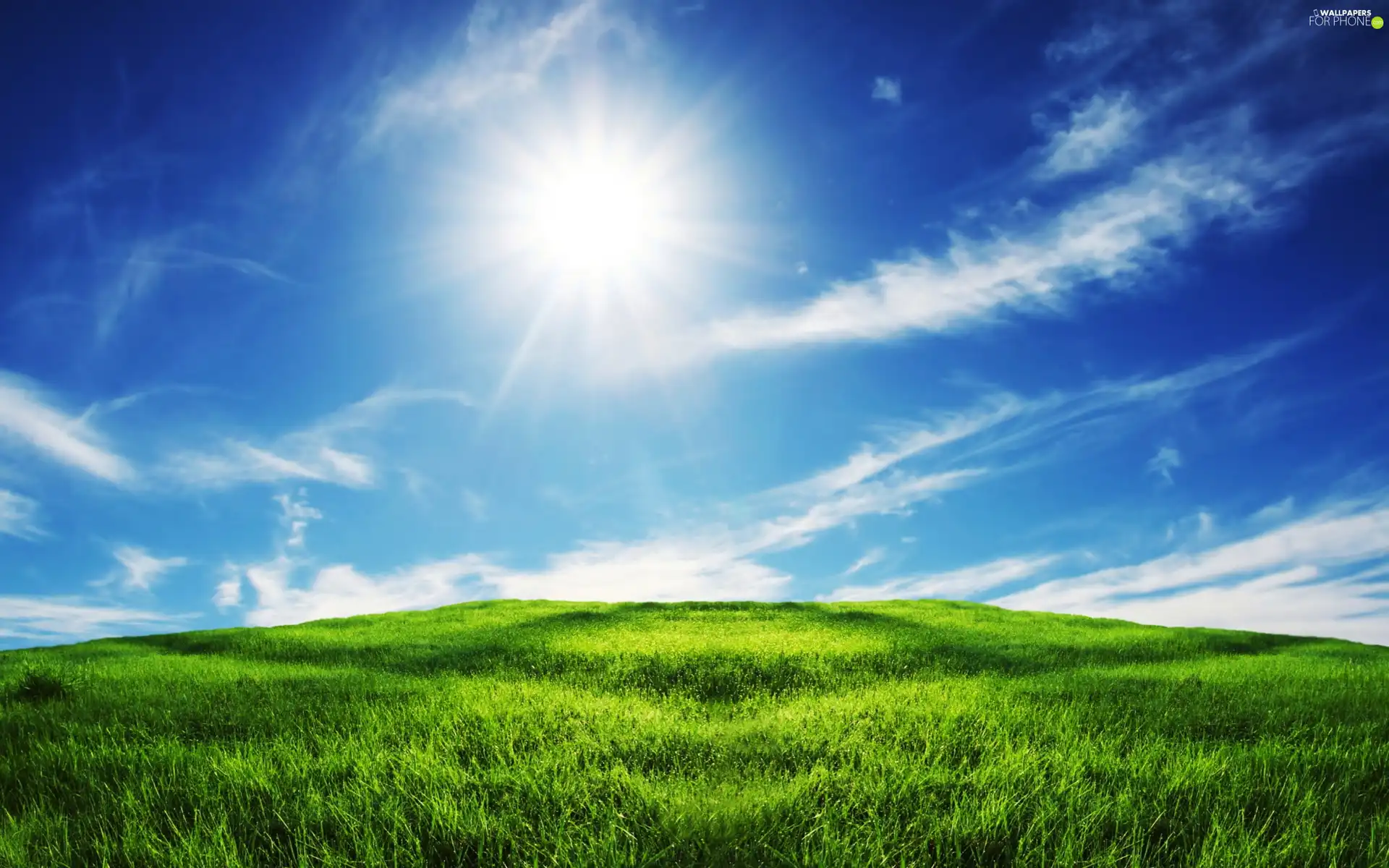 grass, Meadow, sun, clouds, Sky