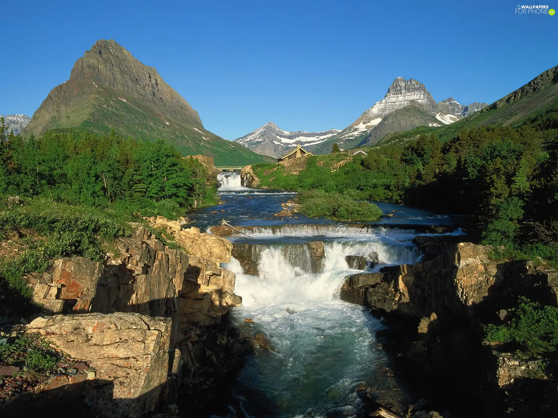 River, Mountains, Home, rocks