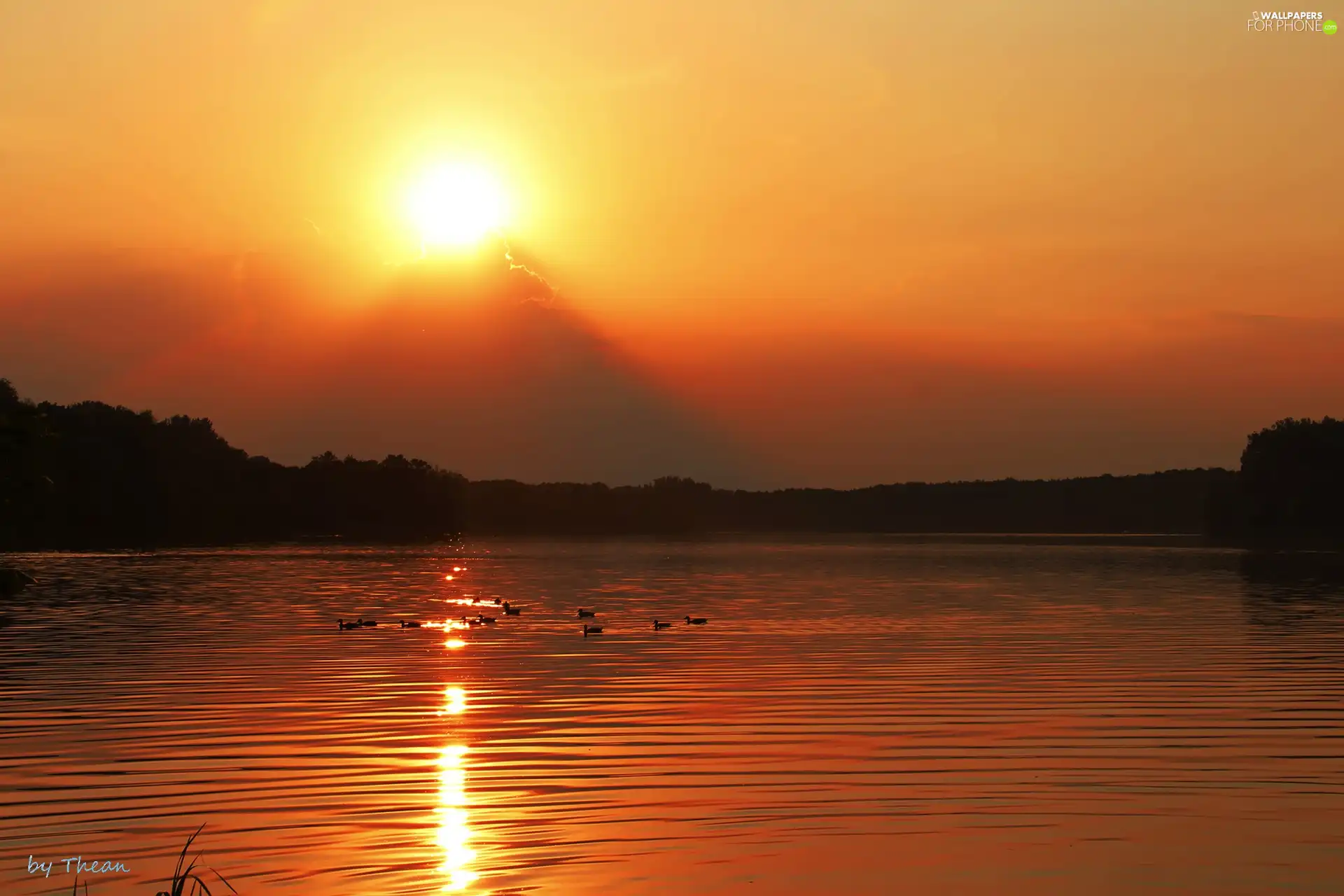 west, by, lake, sun