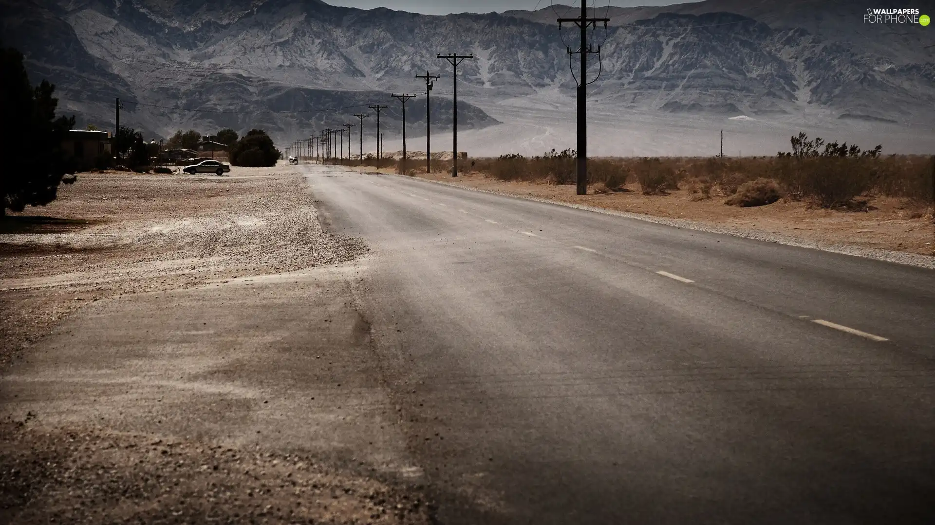 Line, energy, Mountains, cars, Way