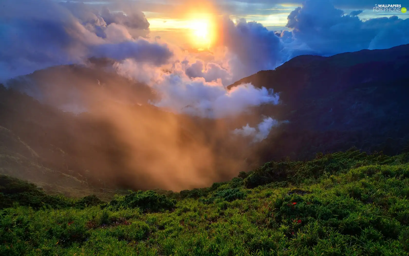 clouds, Mountains