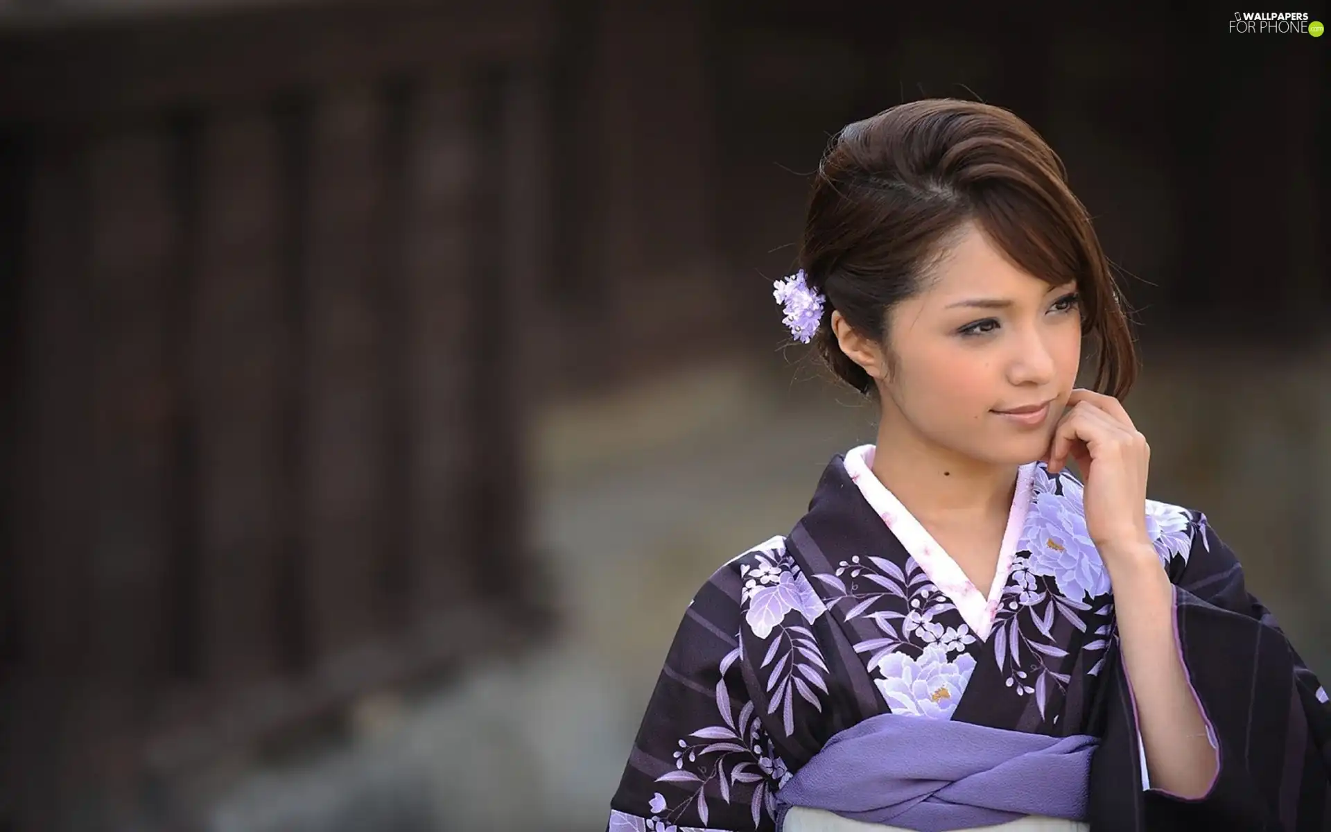 Women, purple, Nostalgia, kimono