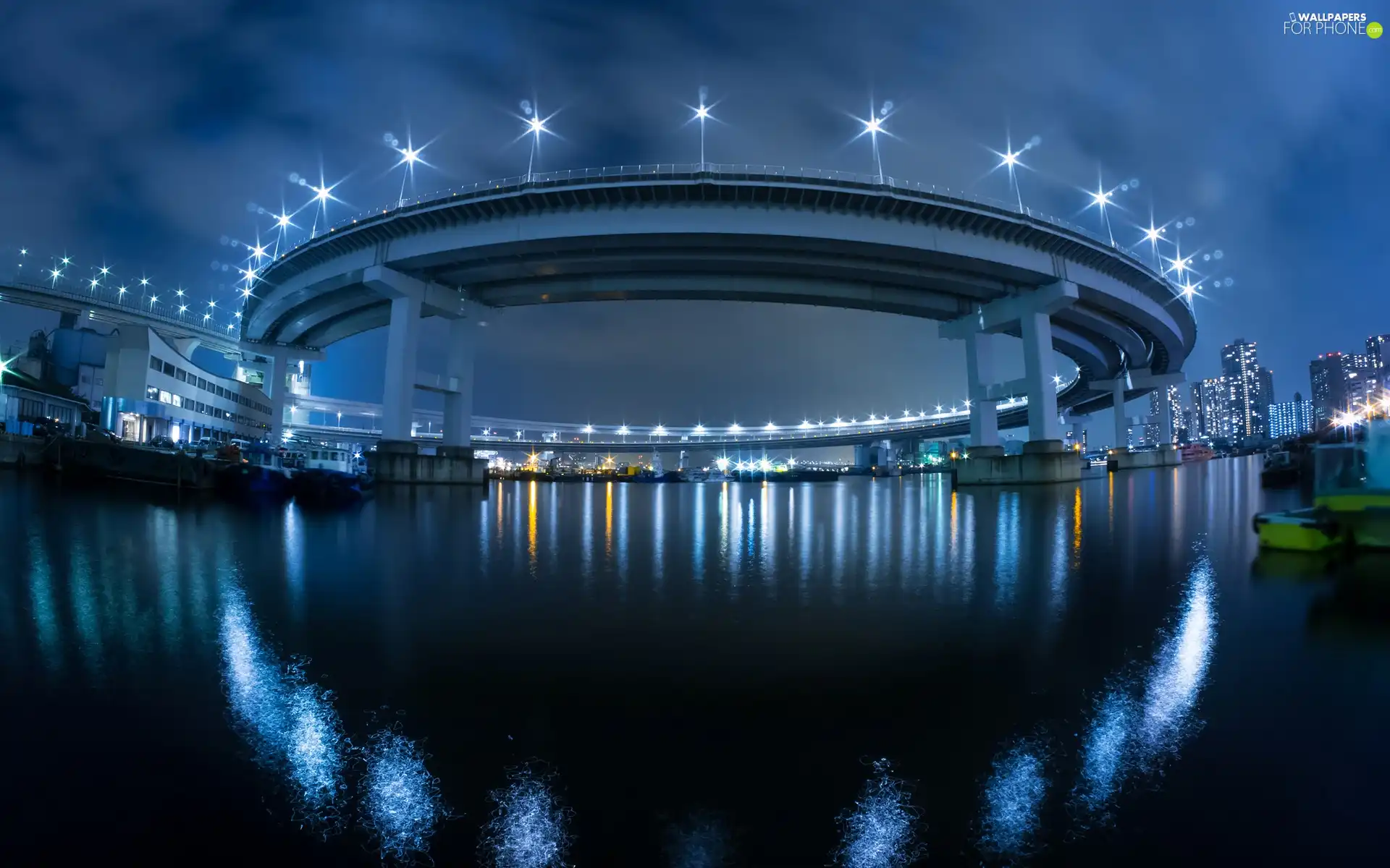 bridge, water, reflection, light