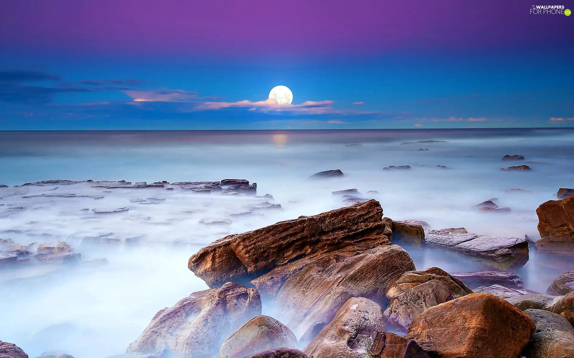 rocks, sea, Fog