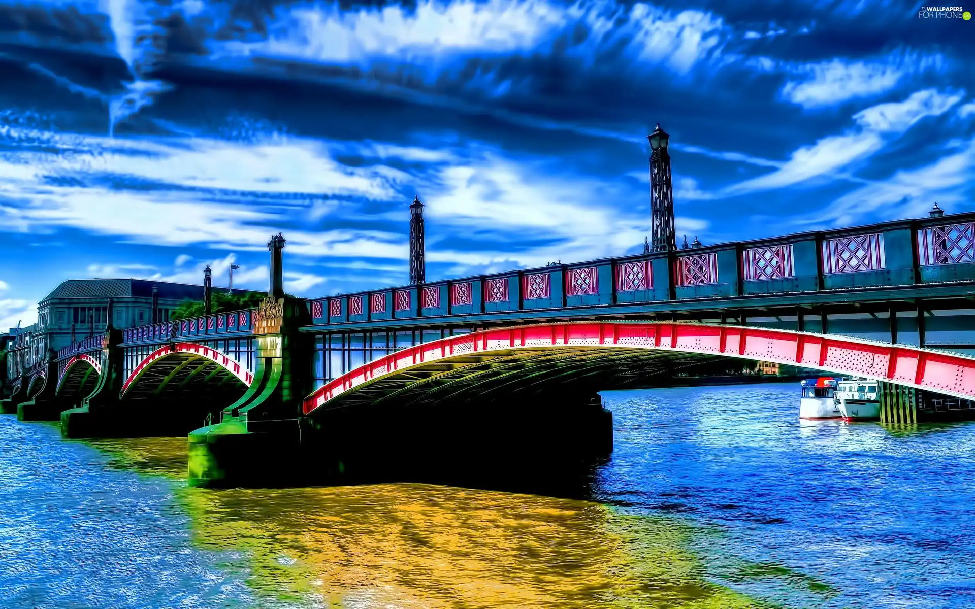 Sky, bridge, River