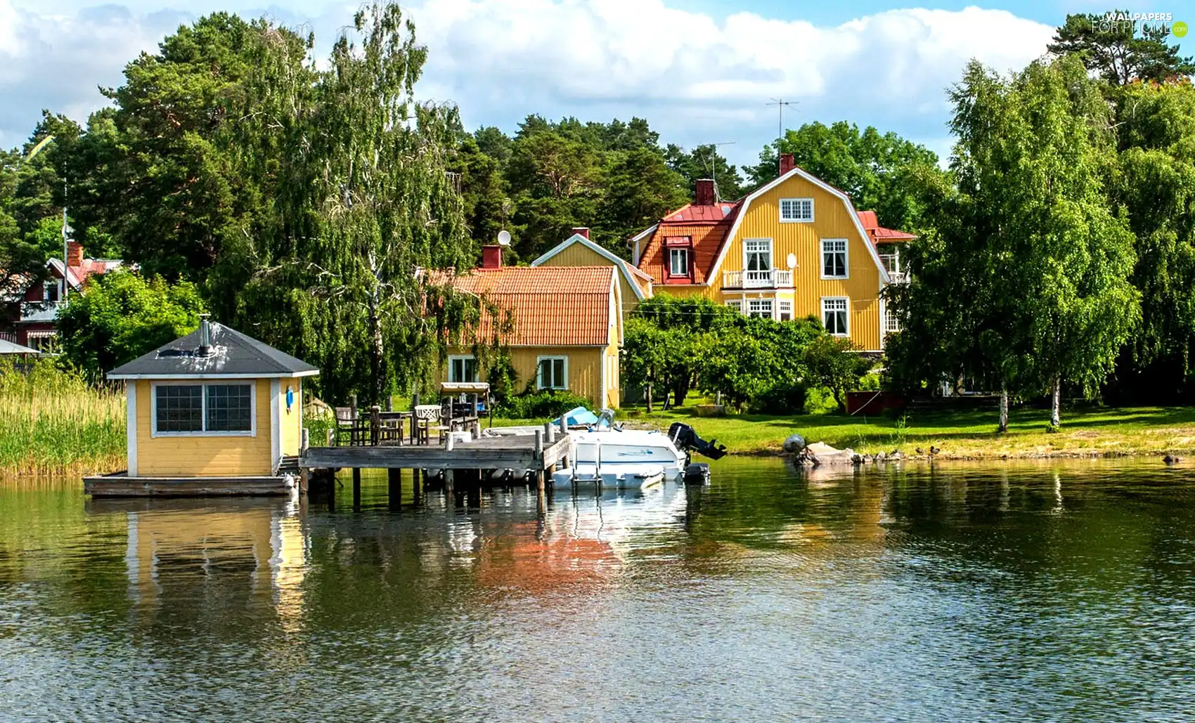 trees, viewes, house, estate, lake