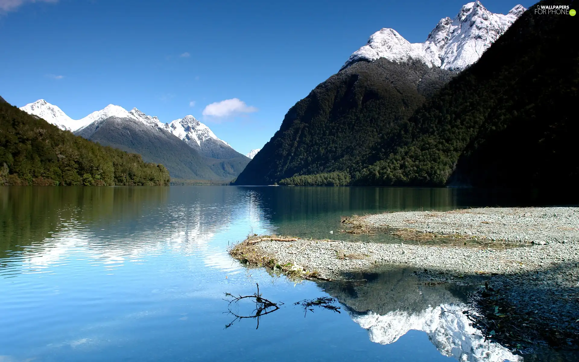 Mountains, Snowy, trees, viewes, lake, peaks