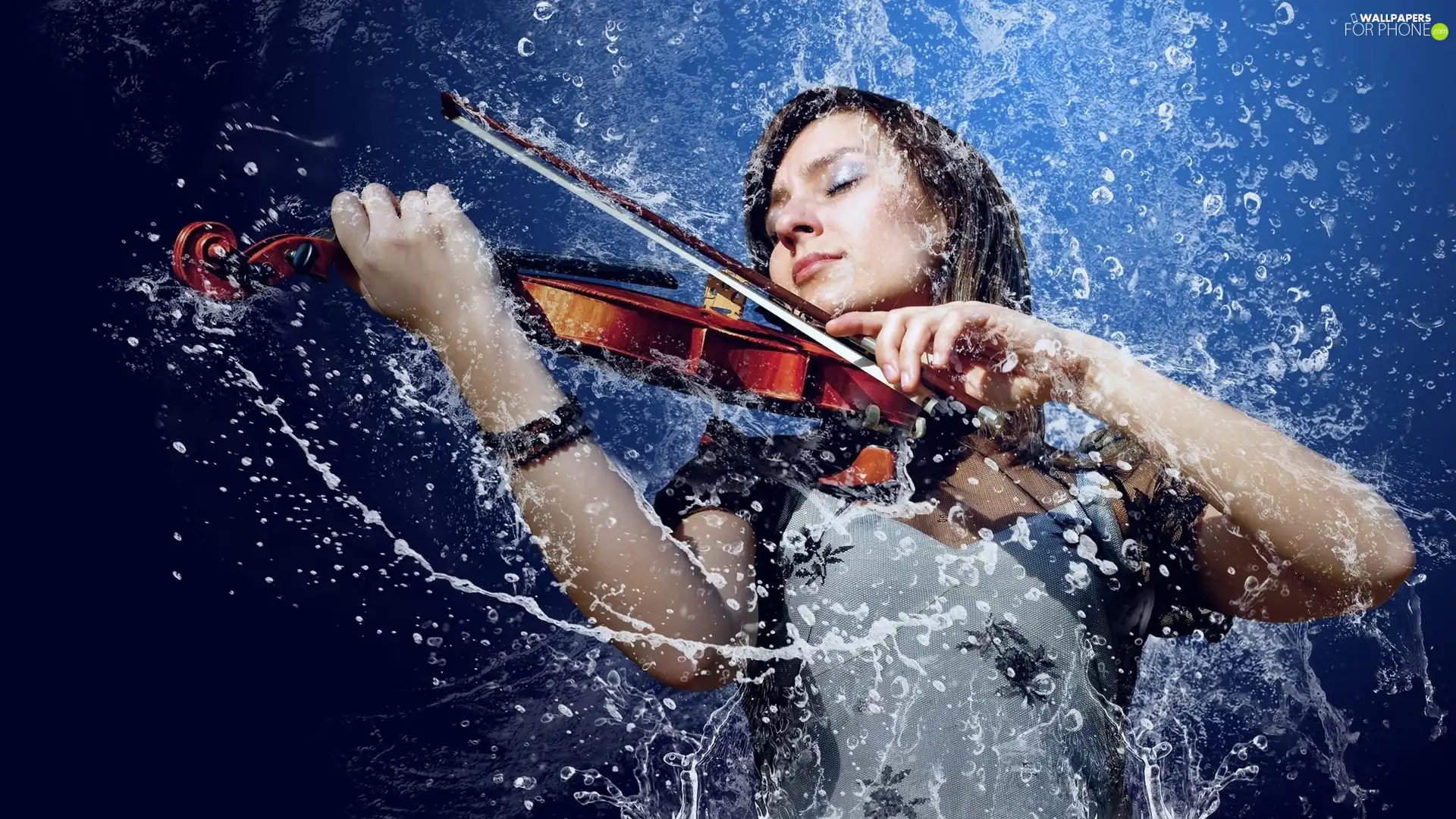 water, girl, Fiddle